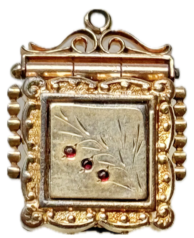 Square Box Locket with 3 Cherries