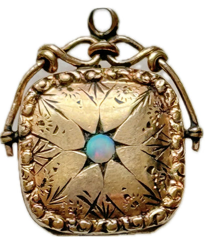 Square Pendant with Opal Center
