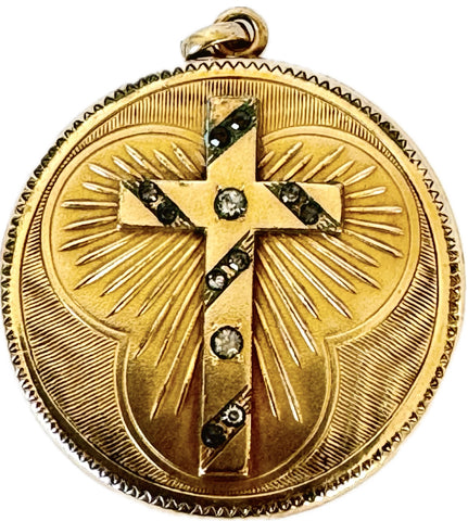 Round Cross and Trinity Locket with Crystals