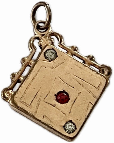 Square Fob Pendant with Stones