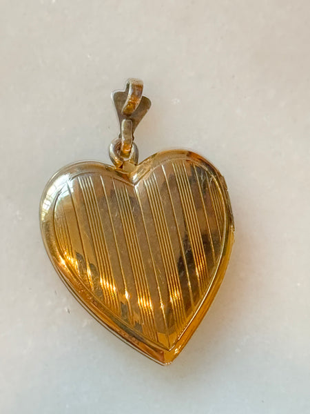 Heart Locket with flower and stripes