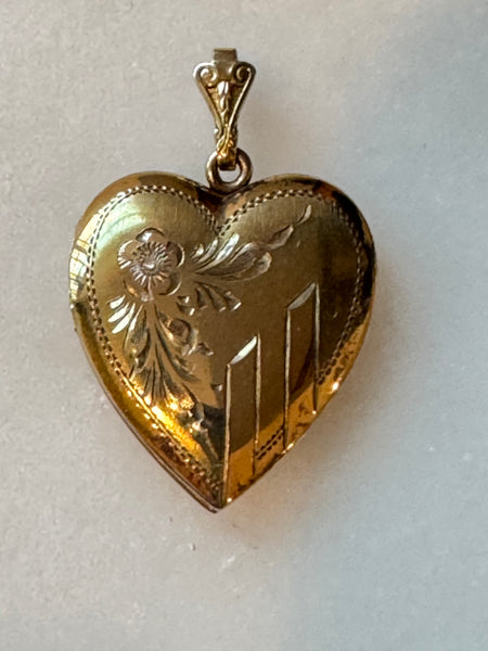 Heart Locket with flower and stripes