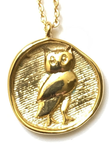Owl Pendant on Gold Chain Necklace