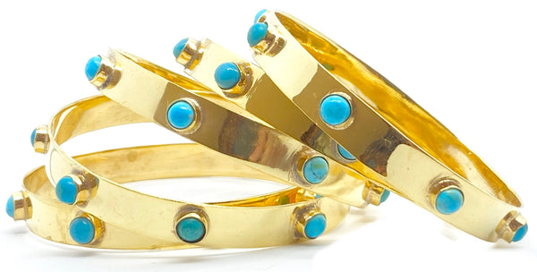 Gold Bangle with Stones - Skinny