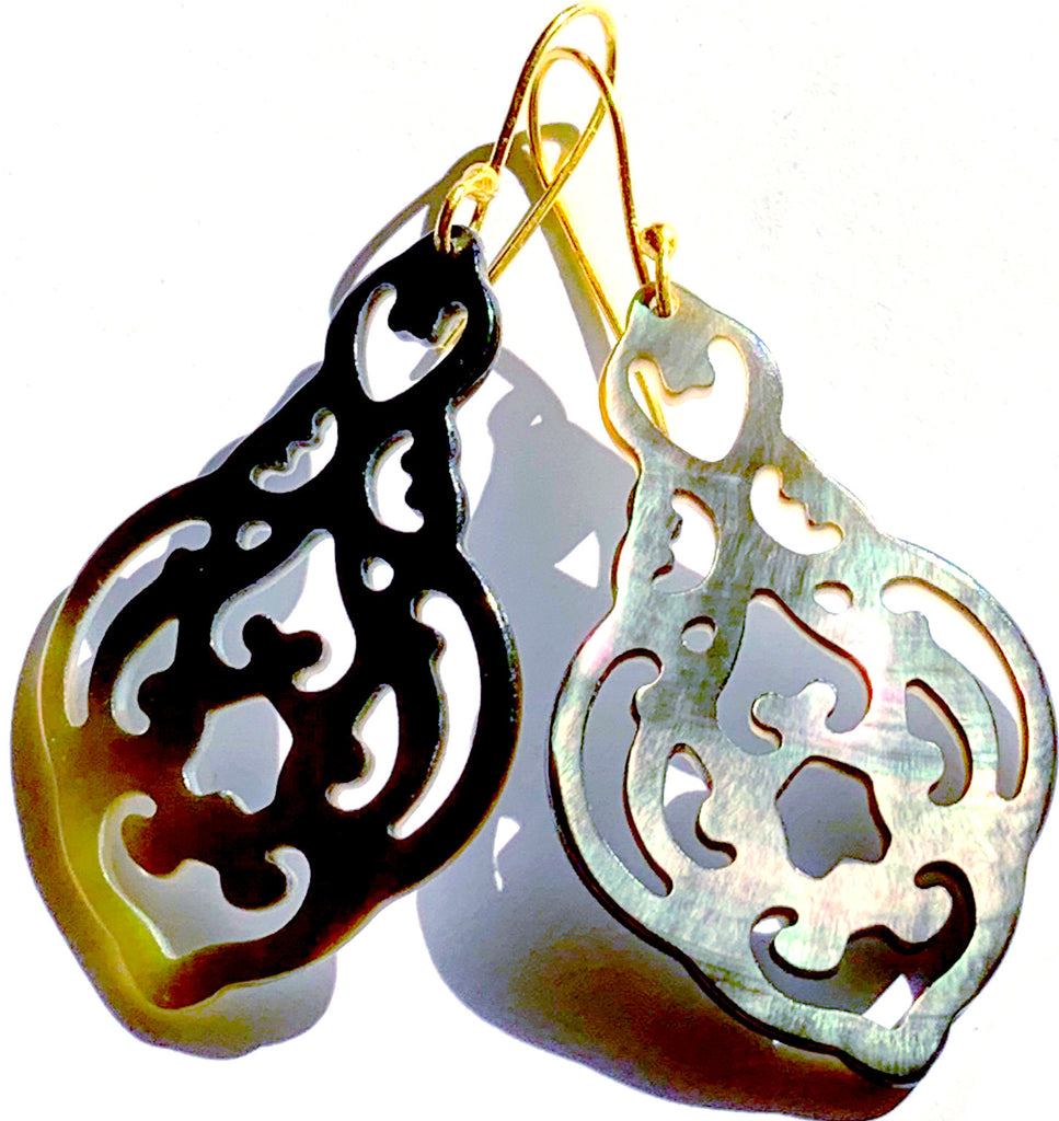 Lace Abalone Lattice Earrings - Large