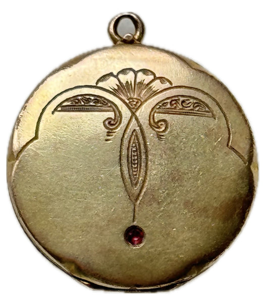 Floral Art Deco Round  Locket