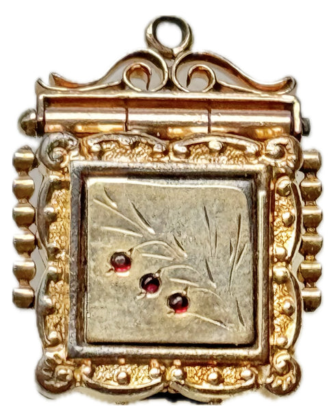 Square Box Locket with 3 Cherries