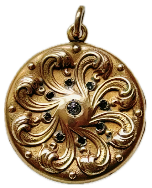 Round Floral Pendant with Crystals