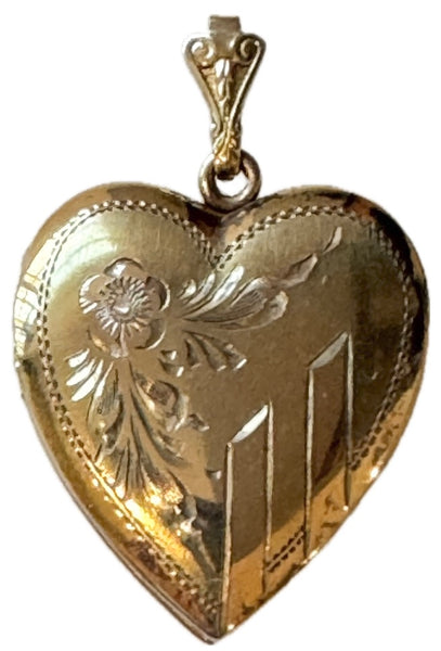 Heart Locket with flower and stripes