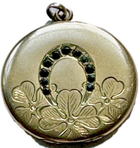 Horseshoe and Clover Drop Locket