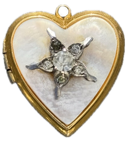 Heart Locket with Mother of Pearl and rhinestone star