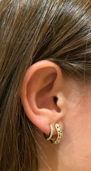 Moonstone Huggie Hoop Earrings