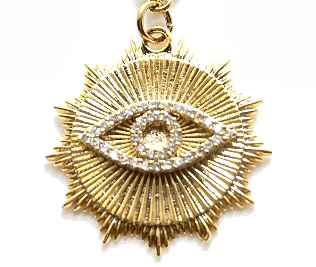 God’s Eye CZ Pendant on Rolo Necklace