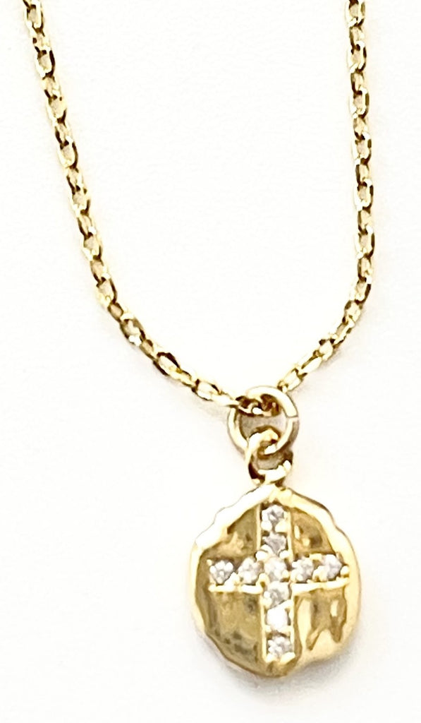 CZ Cross Pendant on Dainty Gold Chain Necklace