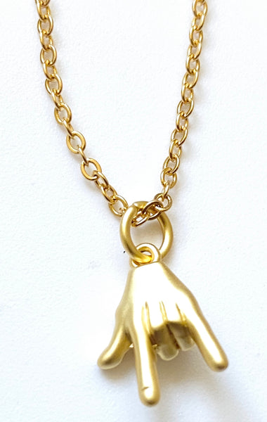 I Love You Pendant on Gold Necklace