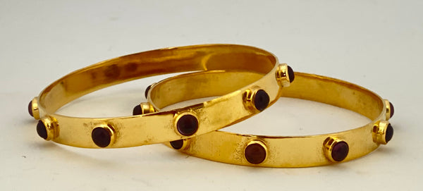 Gold Bangle with Stones - Skinny