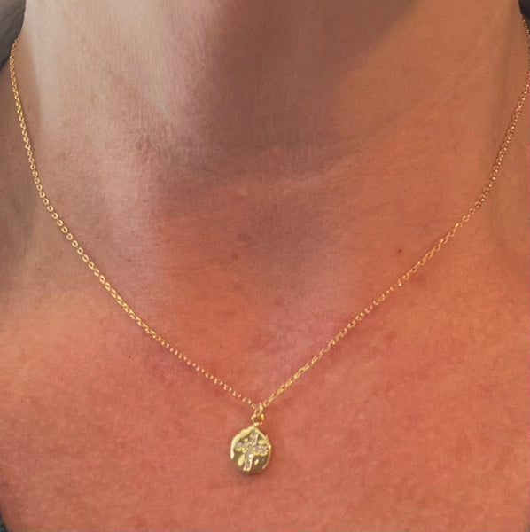 CZ Cross Pendant on Dainty Gold Chain Necklace
