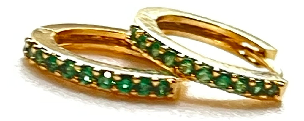 Emerald Huggie Hoop Earrings