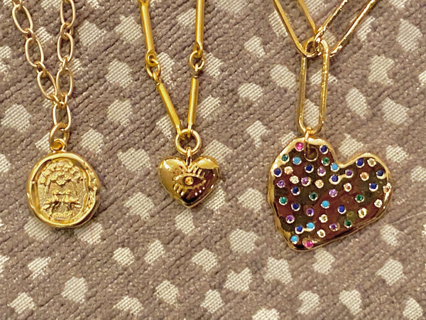 Friendship Pendant on Matte Gold Necklace