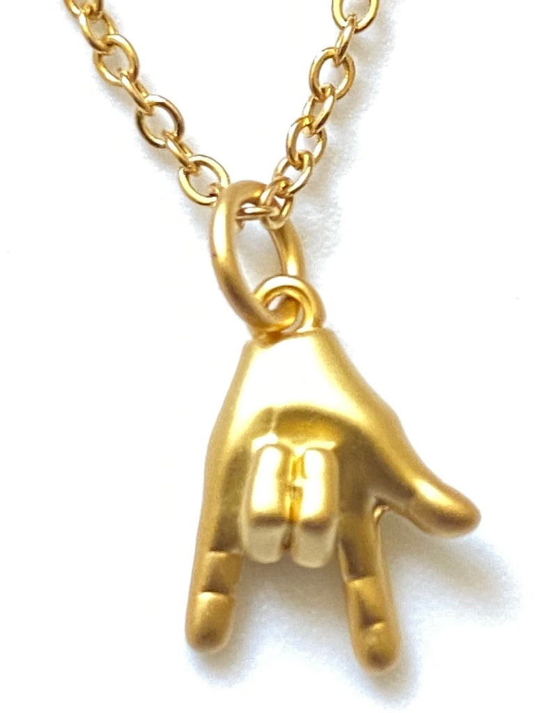 I Love You Pendant on Gold Necklace